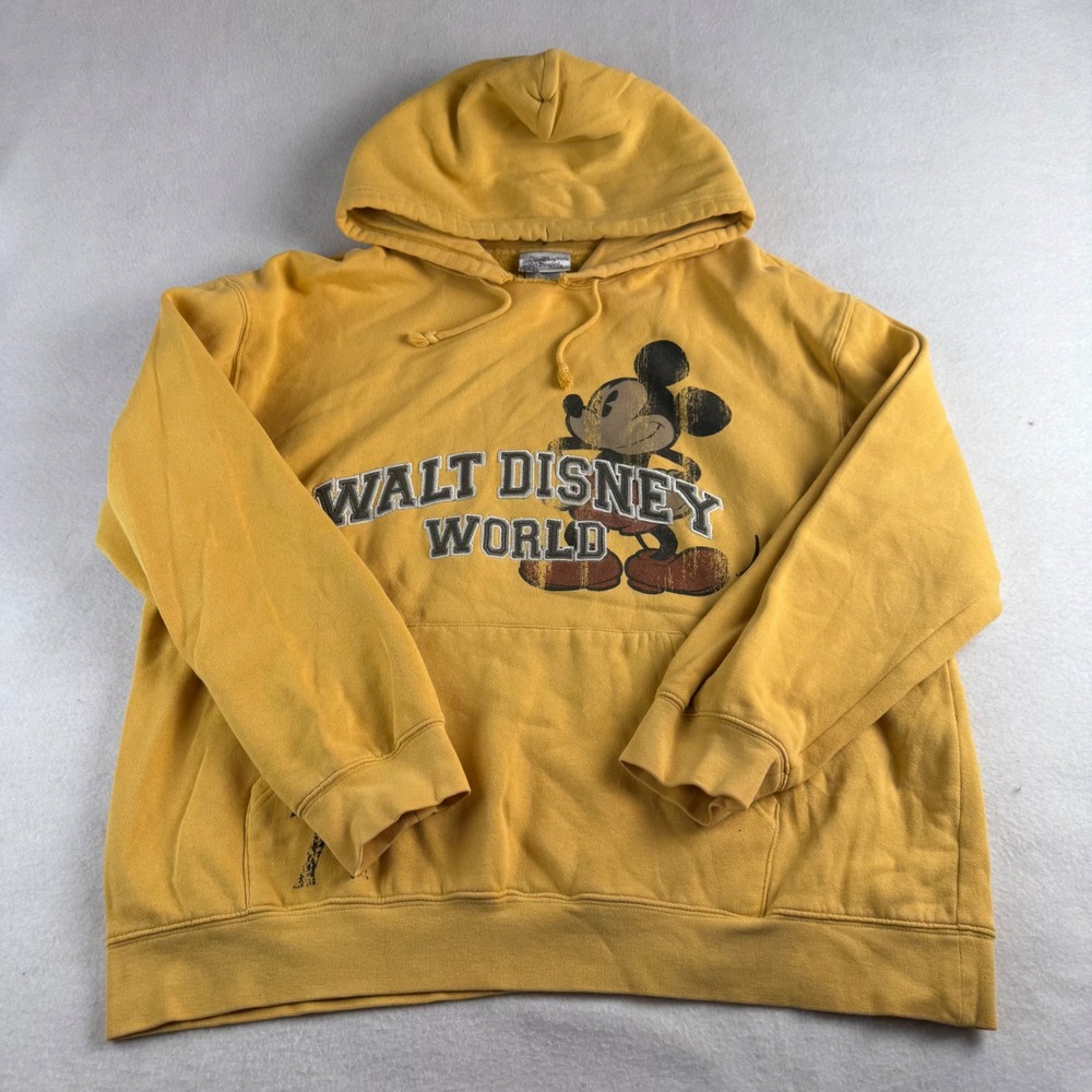 Disney Parks Walt Disney World Mickey Mouse Hoodie Yellow Graphic Pullover‎ L